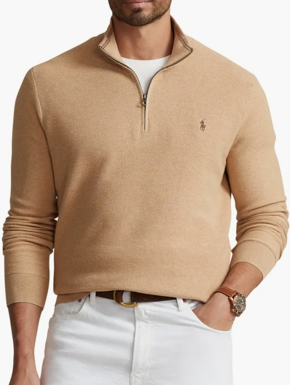 Polo Ralph Lauren Tan Quarter-Zip Pullover TAN Size XL